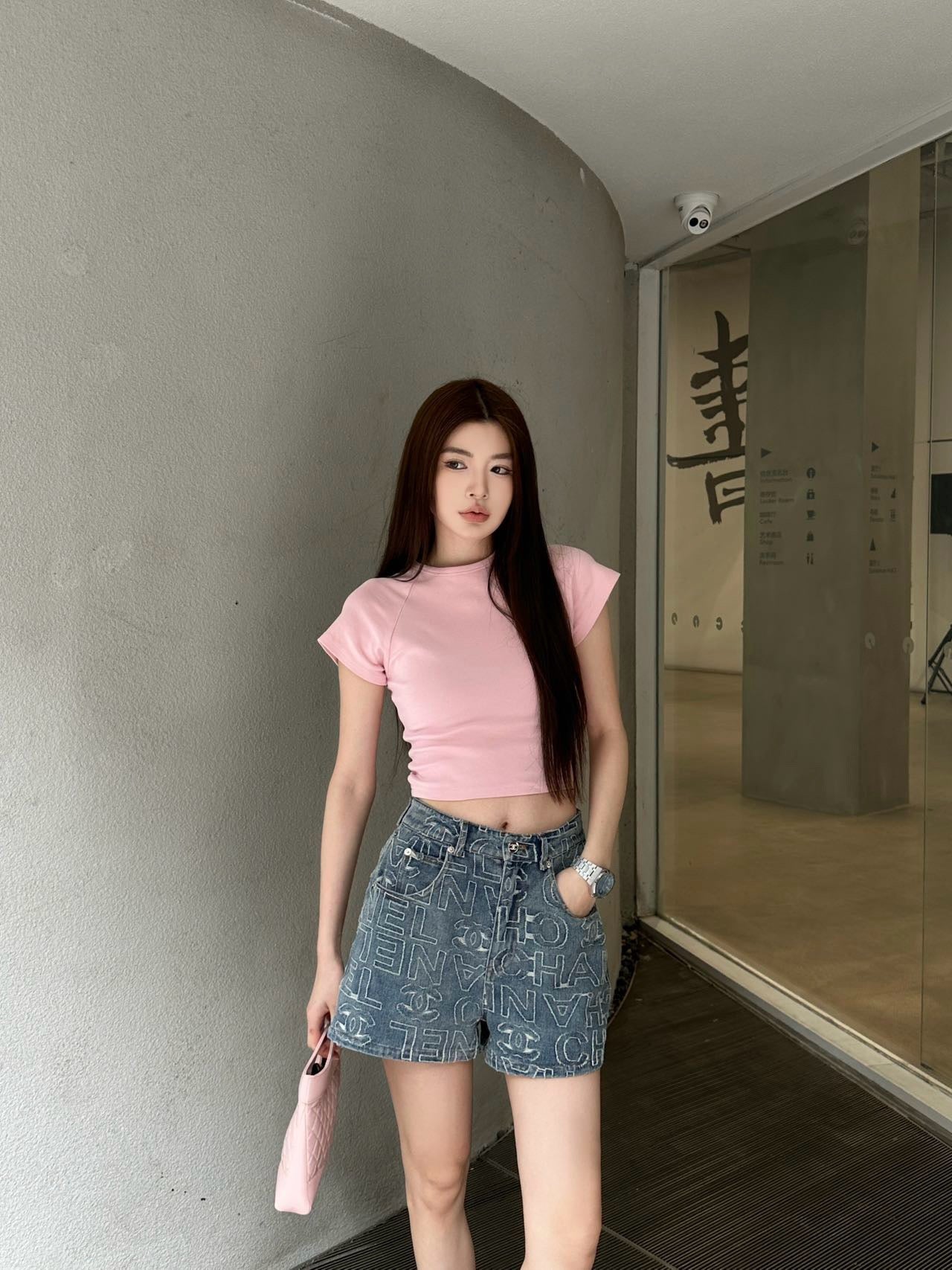 Ch 25ss embroidered denim short
