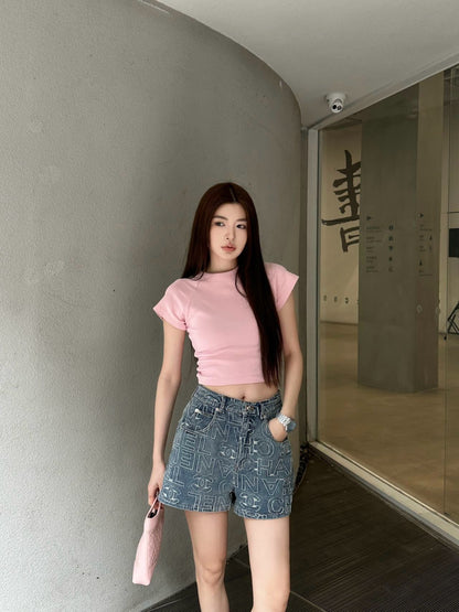 Ch 25ss embroidered denim short