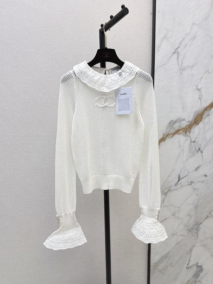ch 25ss knitted ruffle sweater