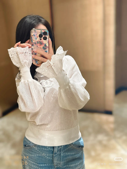 ch 25ss knitted ruffle sweater