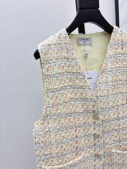 ch 25ss woven vest