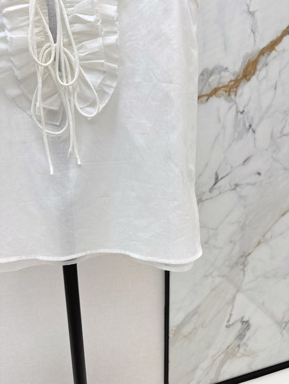 ch 25ss linen ruffle vest