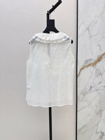 ch 25ss linen ruffle vest