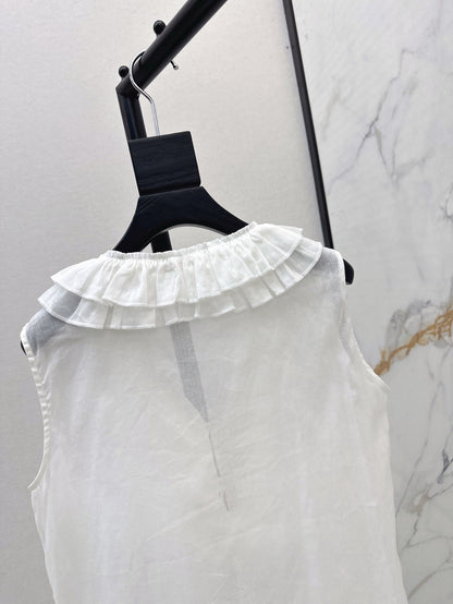 ch 25ss linen ruffle vest