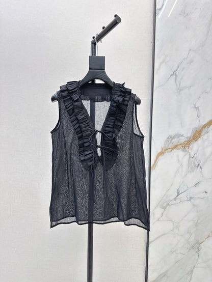 ch 25ss linen ruffle vest