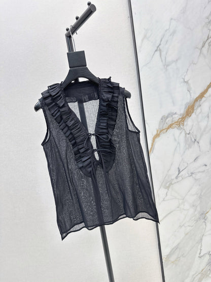 ch 25ss linen ruffle vest