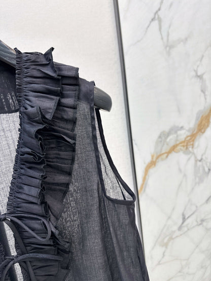 ch 25ss linen ruffle vest