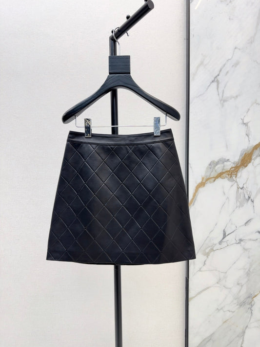 Ch 25ss genuine leather skirt