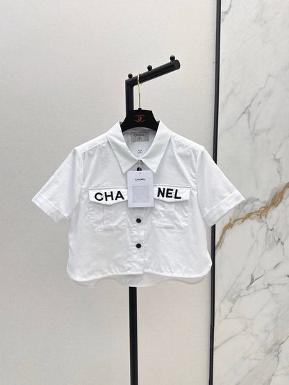 Ch 25ss embroidered crop shirt