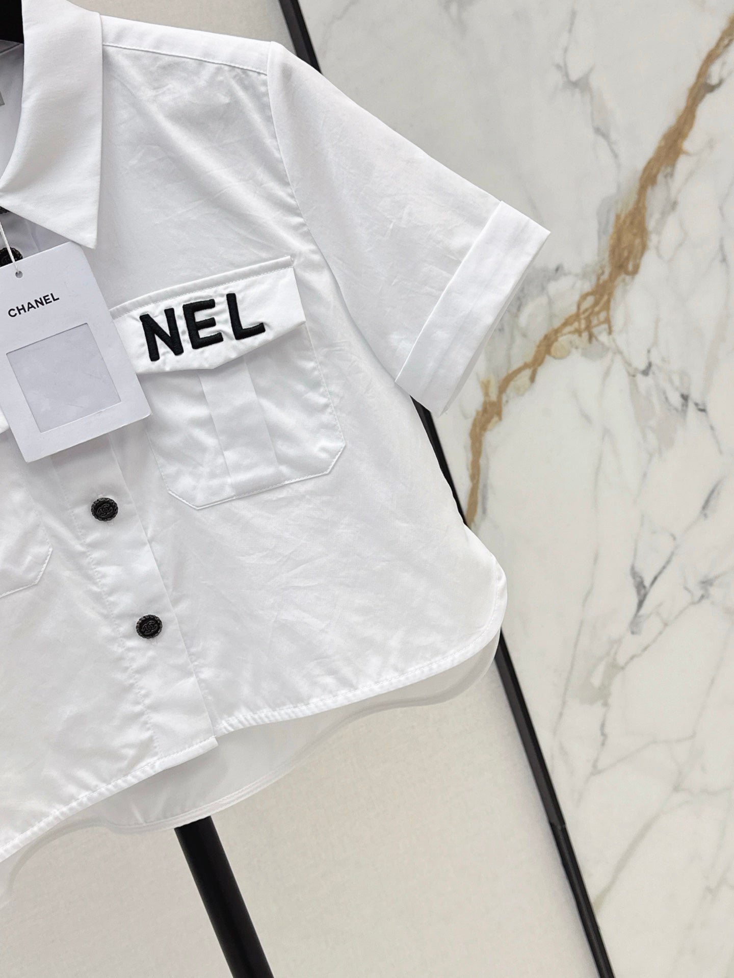 Ch 25ss embroidered crop shirt