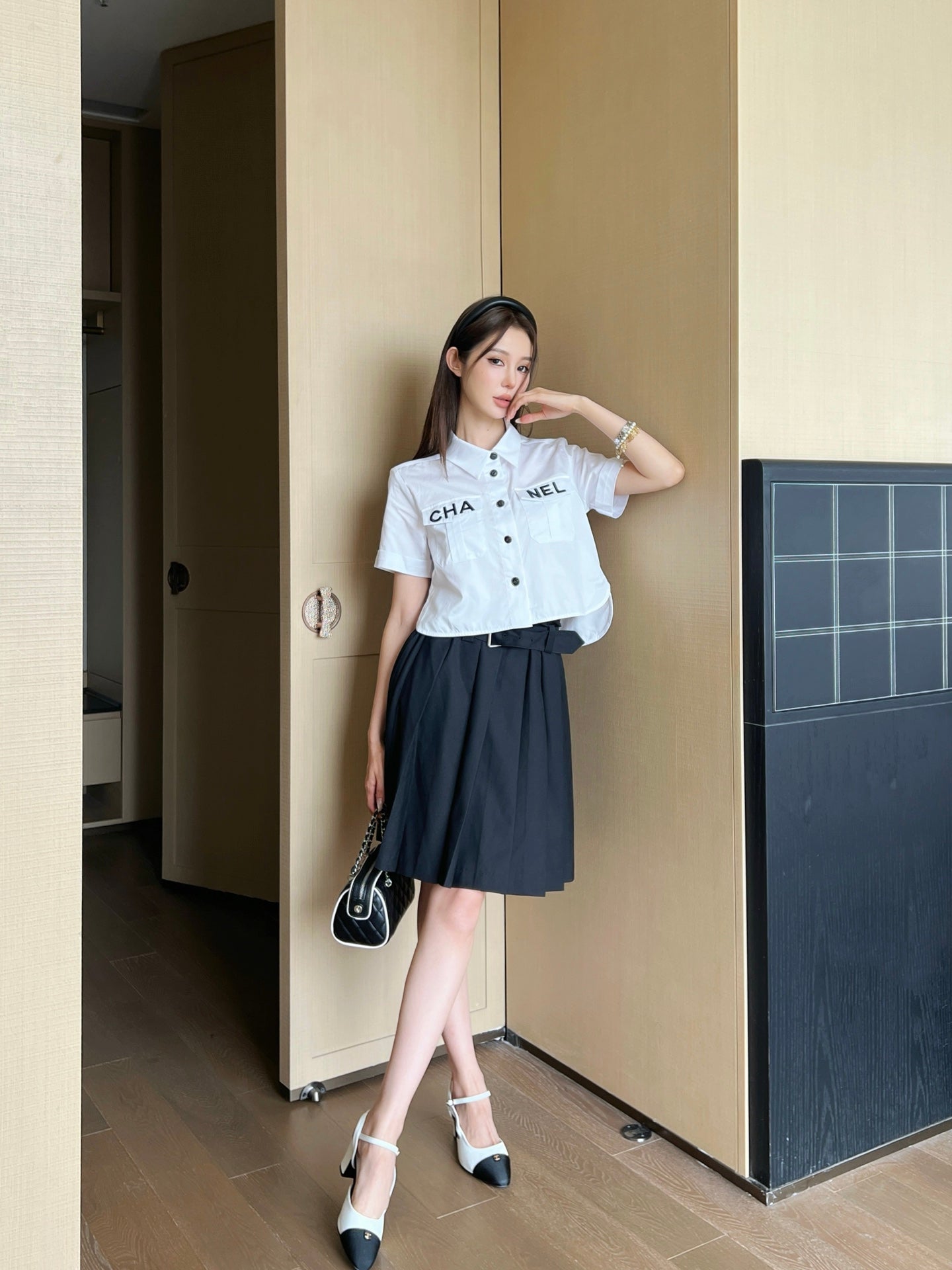 Ch 25ss embroidered crop shirt