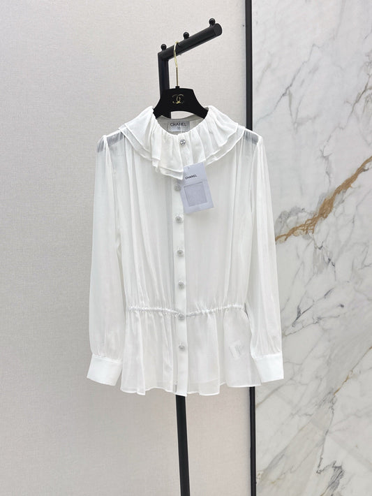 Chan 25ss ruffle Silk shirt