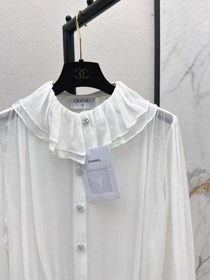 Chan 25ss ruffle Silk shirt