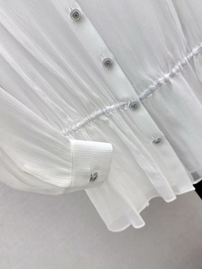 Chan 25ss ruffle Silk shirt