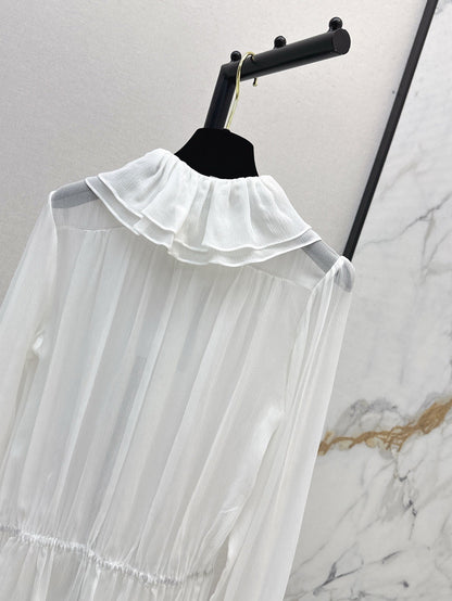 Chan 25ss ruffle Silk shirt