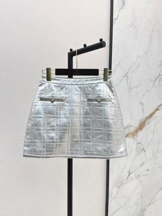 Chan 25ss leather skirt