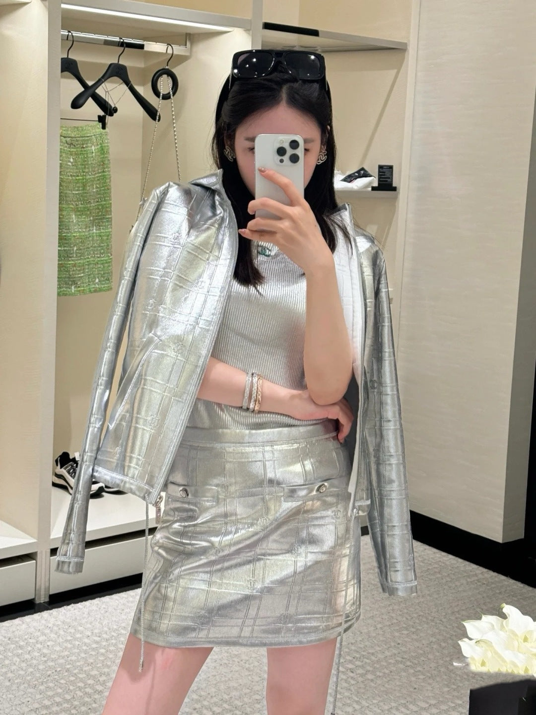 Chan 25ss leather skirt