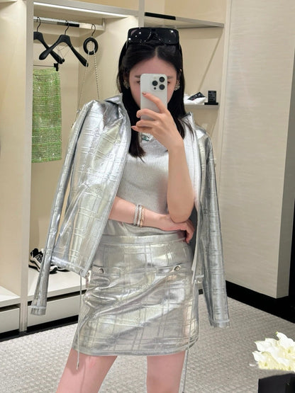 Chan 25ss leather skirt