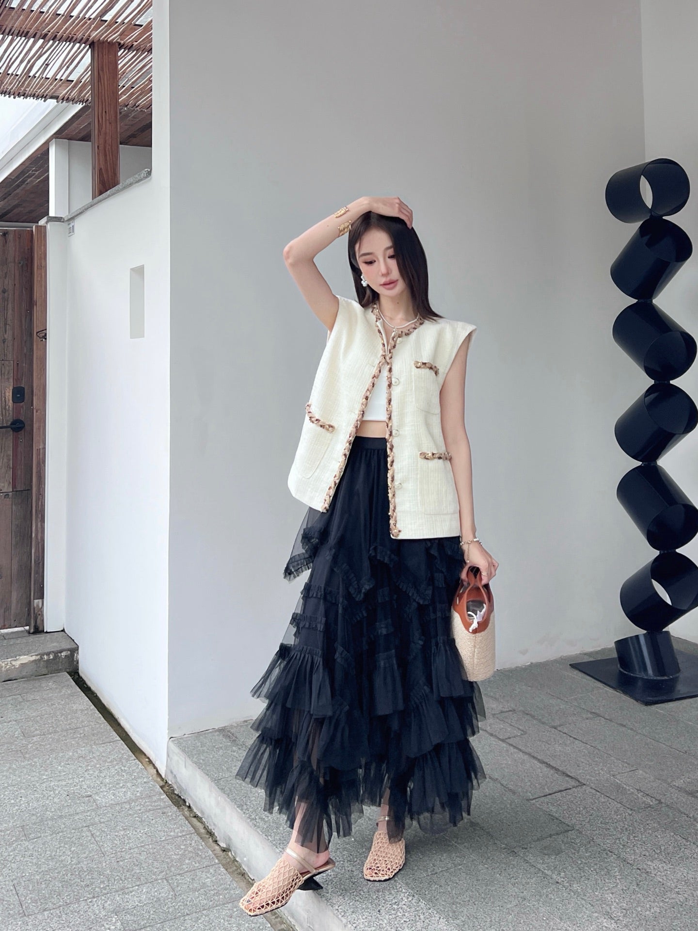 Chan 25ss woven vest