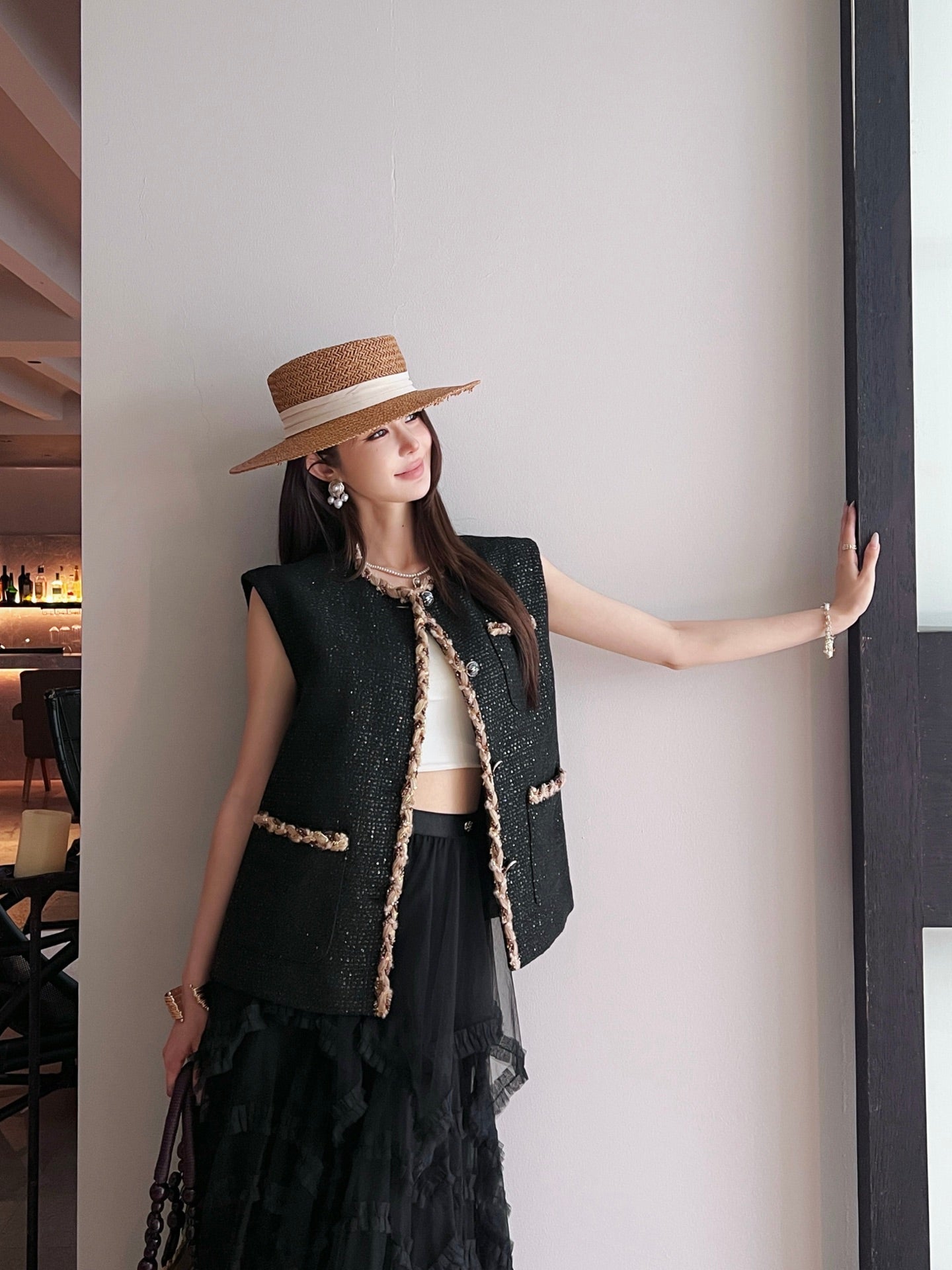 Chan 25ss woven vest
