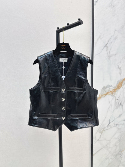 Chan 25fw leather vest