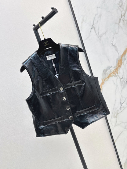 Chan 25fw leather vest