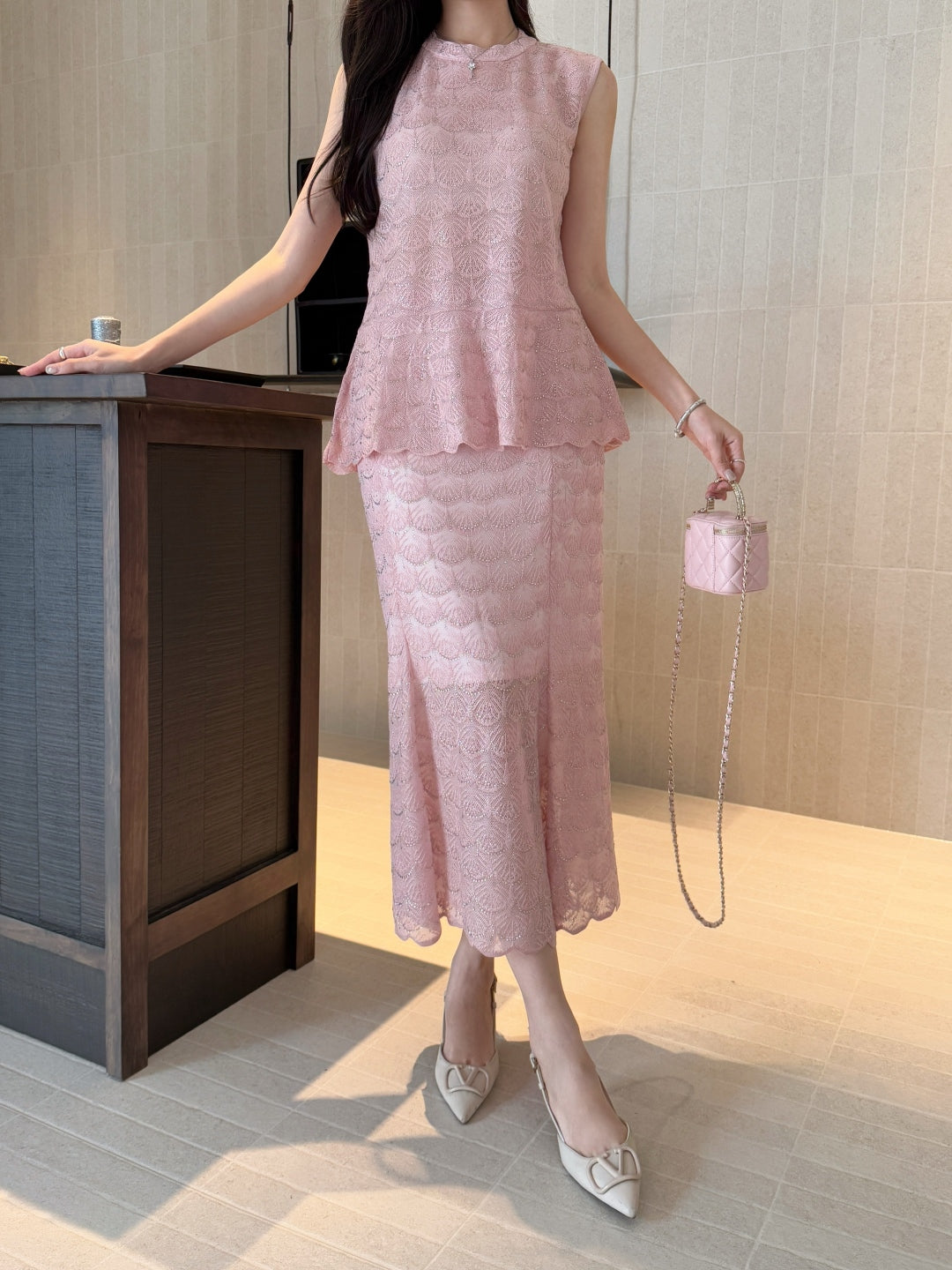 Chan 25ss beaded suit