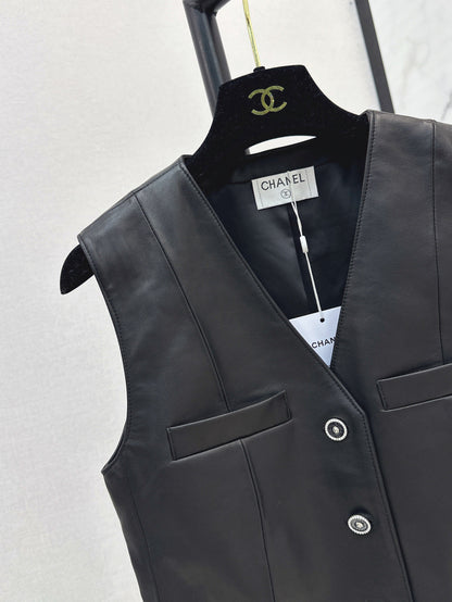 Chan 25fw leather vest