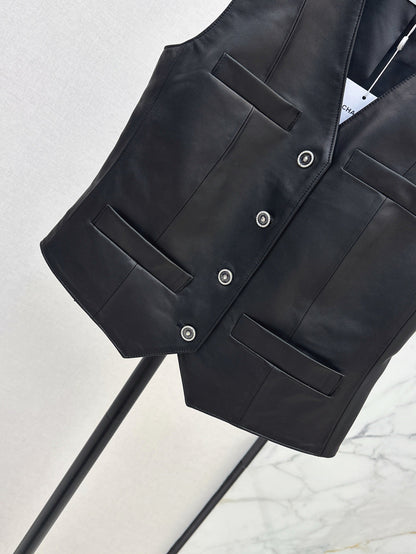 Chan 25fw leather vest