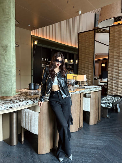 Chan 25fw leather jacket