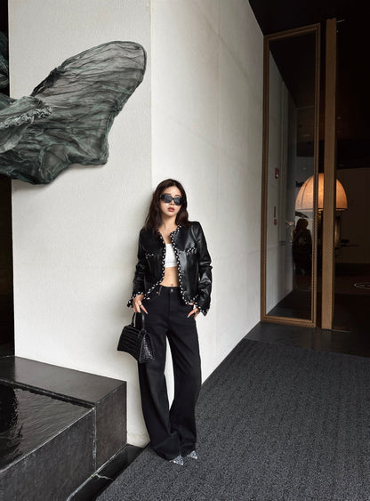 Chan 25fw leather jacket