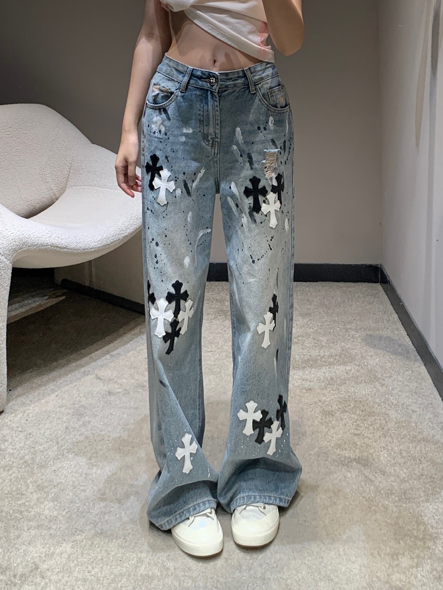 Chro 25fw printed jeans