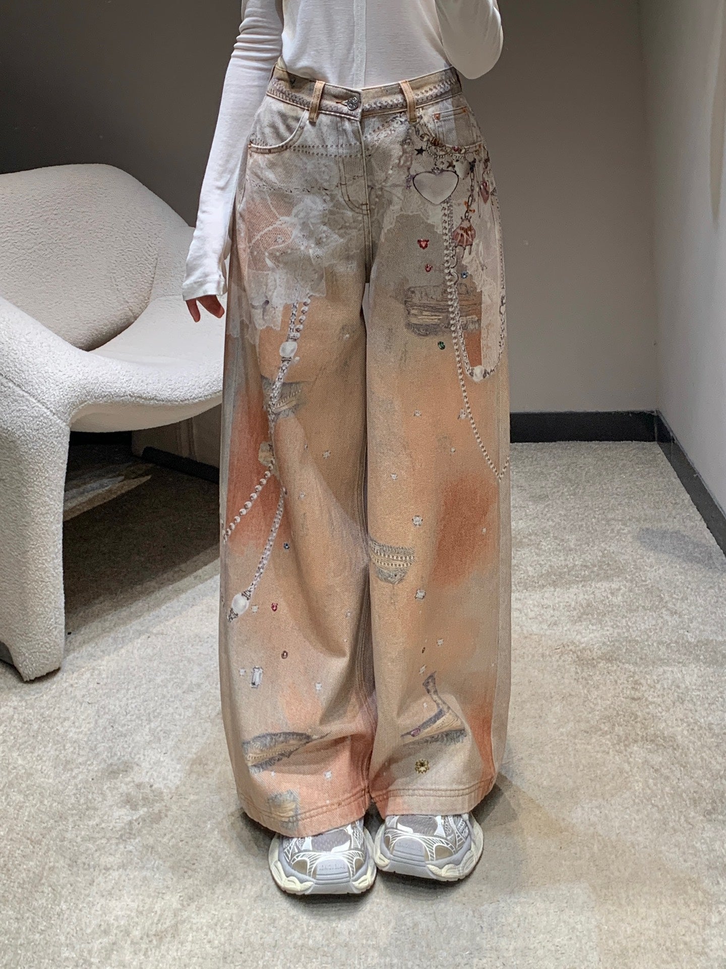 Acne 25fw printed jeans