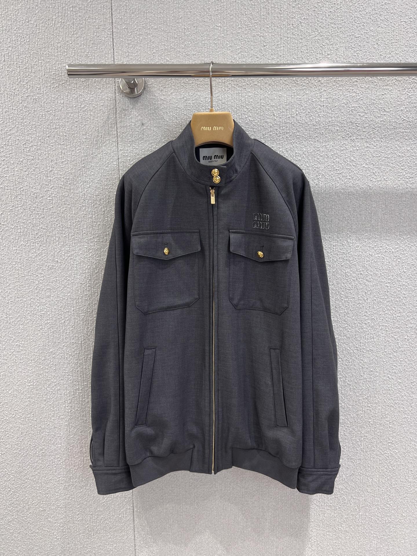 Miu 25fw stand collar jacket