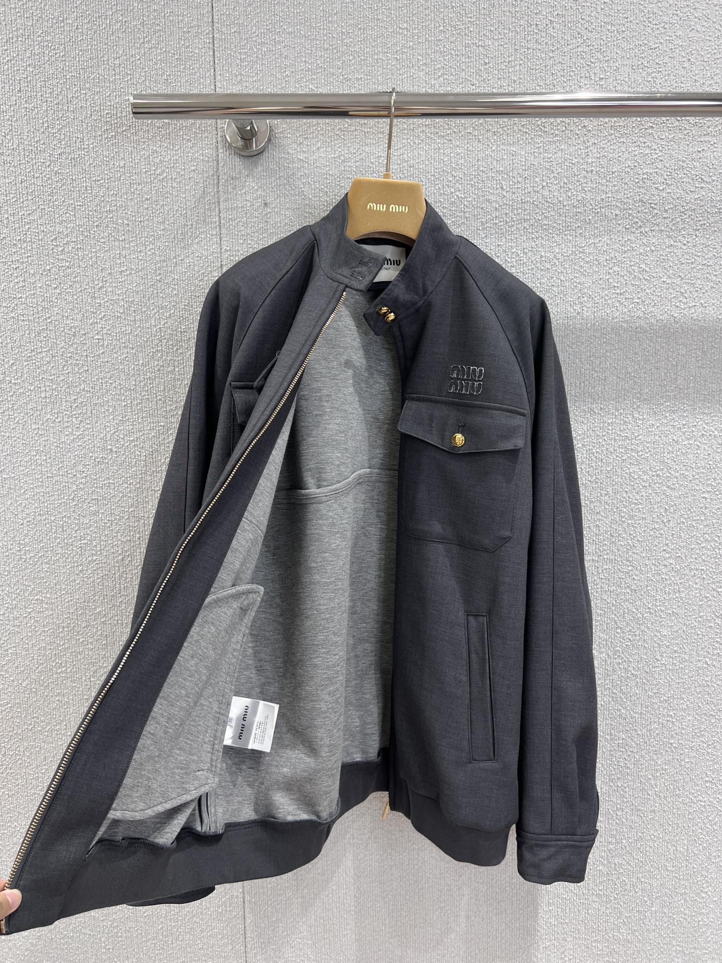 Miu 25fw stand collar jacket