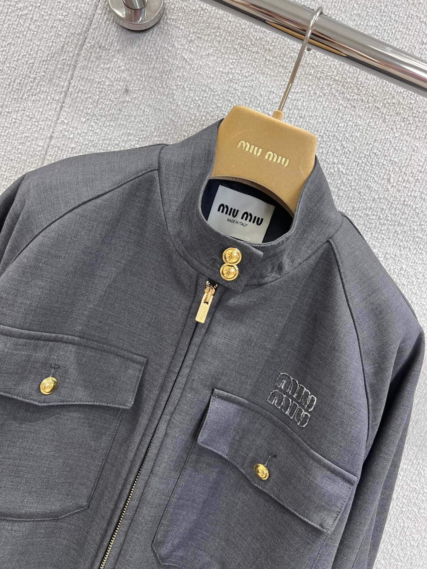 Miu 25fw stand collar jacket