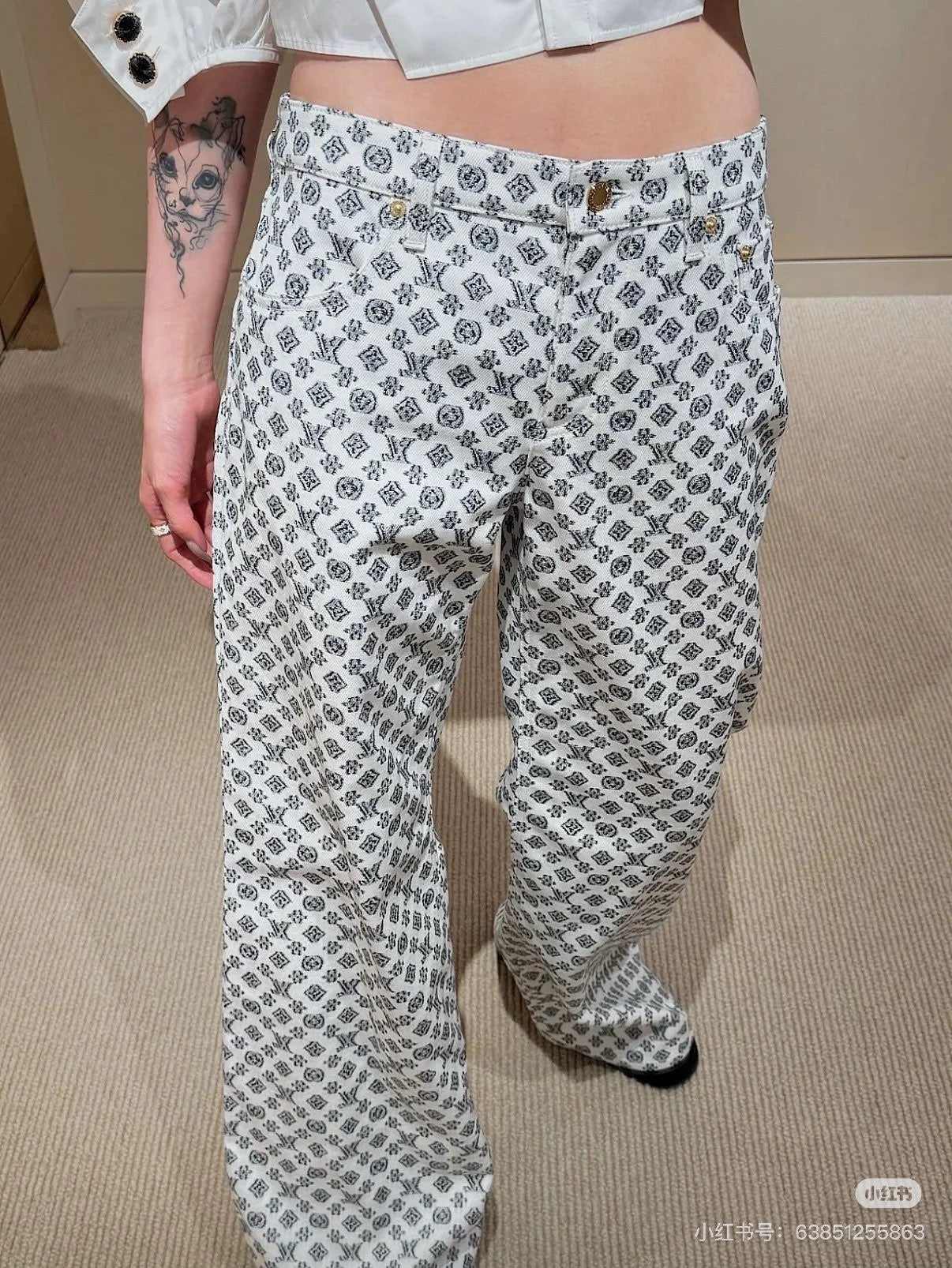 1ou 25fw printed jeans
