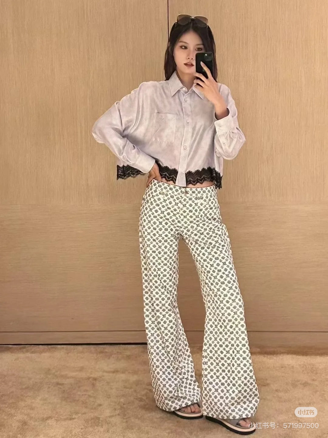 1ou 25fw printed jeans