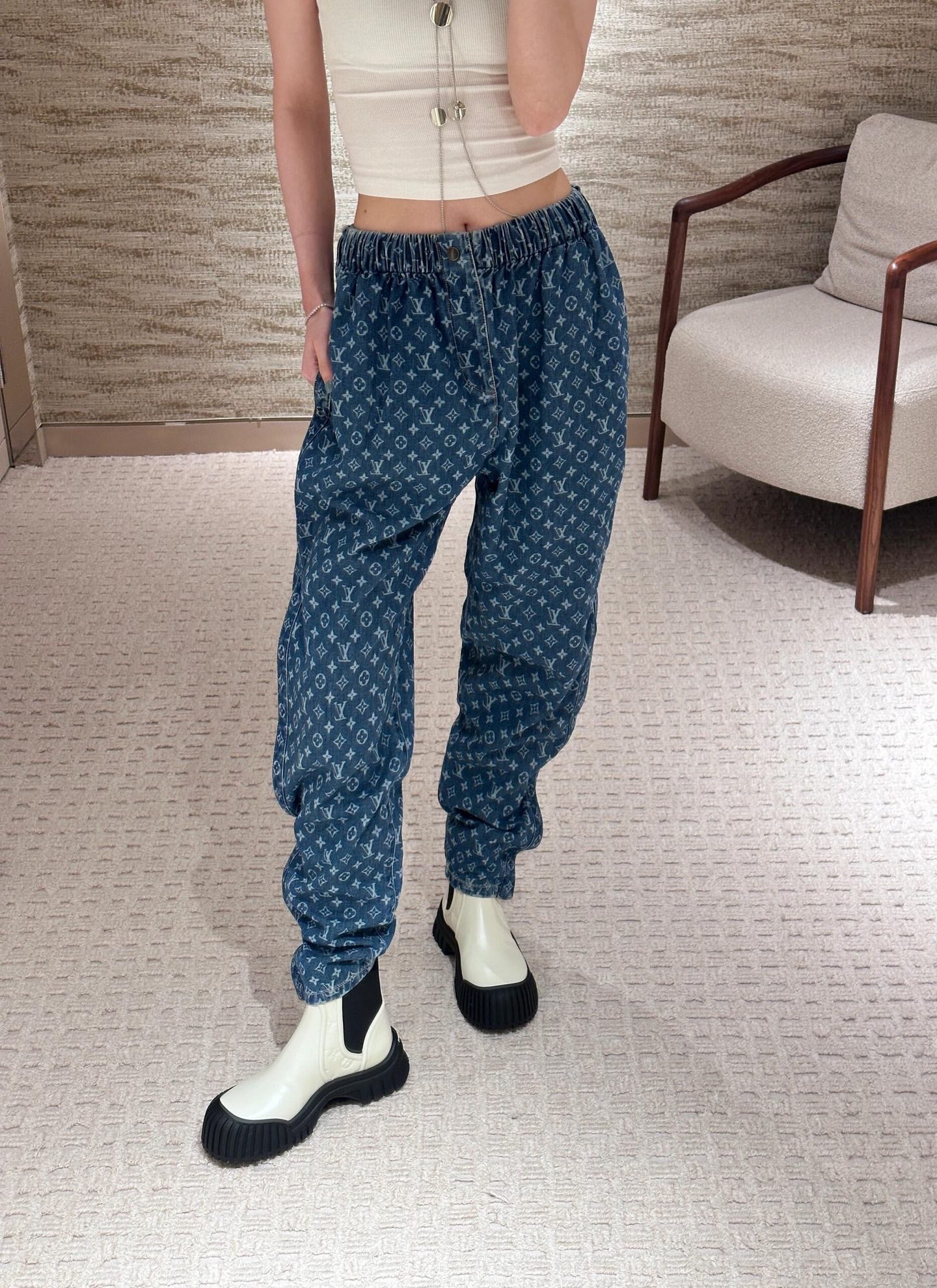 1ou 25fw printed jeans