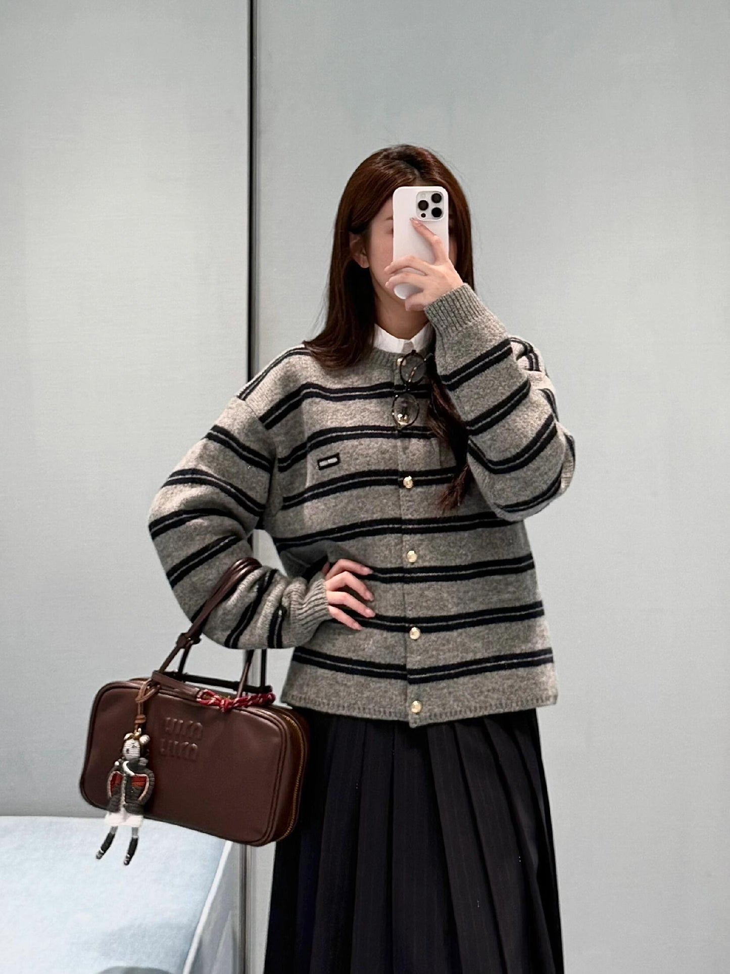 Miu 25fw striped cardigan