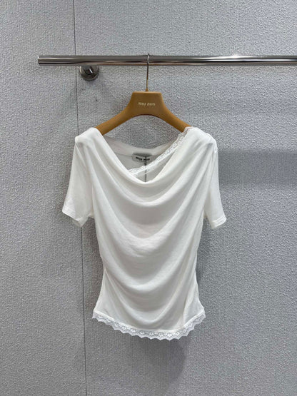 Miu  25ss off-shoulder T-shirt