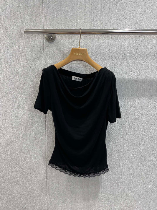 Miu  25ss off-shoulder T-shirt