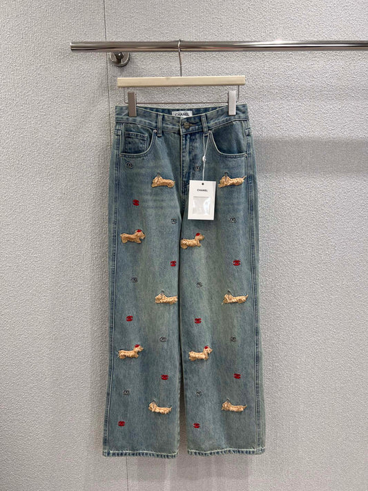 Chan 25fw embroidered jeans