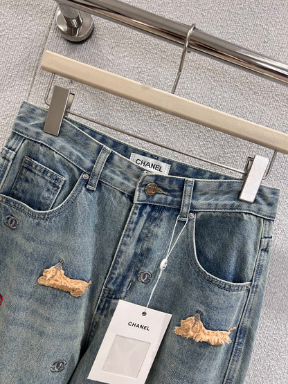 Chan 25fw embroidered jeans