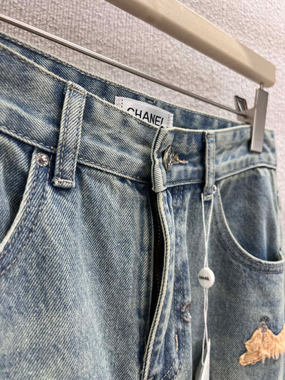 Chan 25fw embroidered jeans