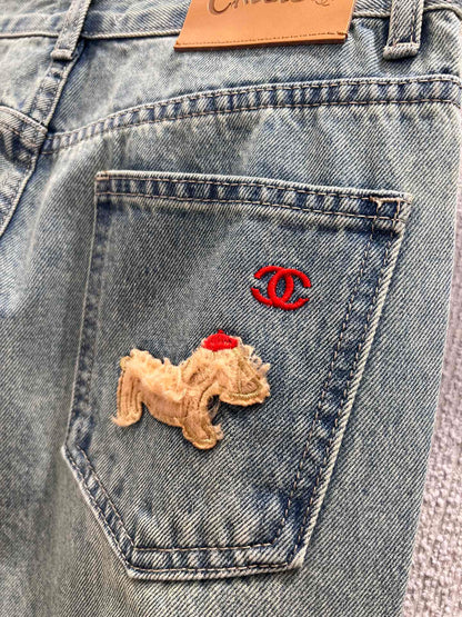 Chan 25fw embroidered jeans