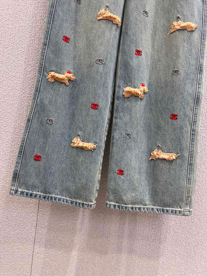 Chan 25fw embroidered jeans