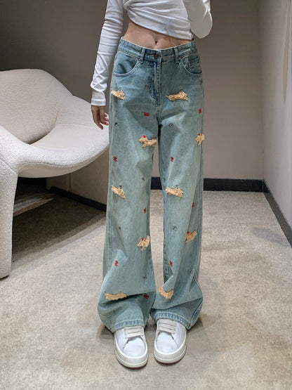 Chan 25fw embroidered jeans