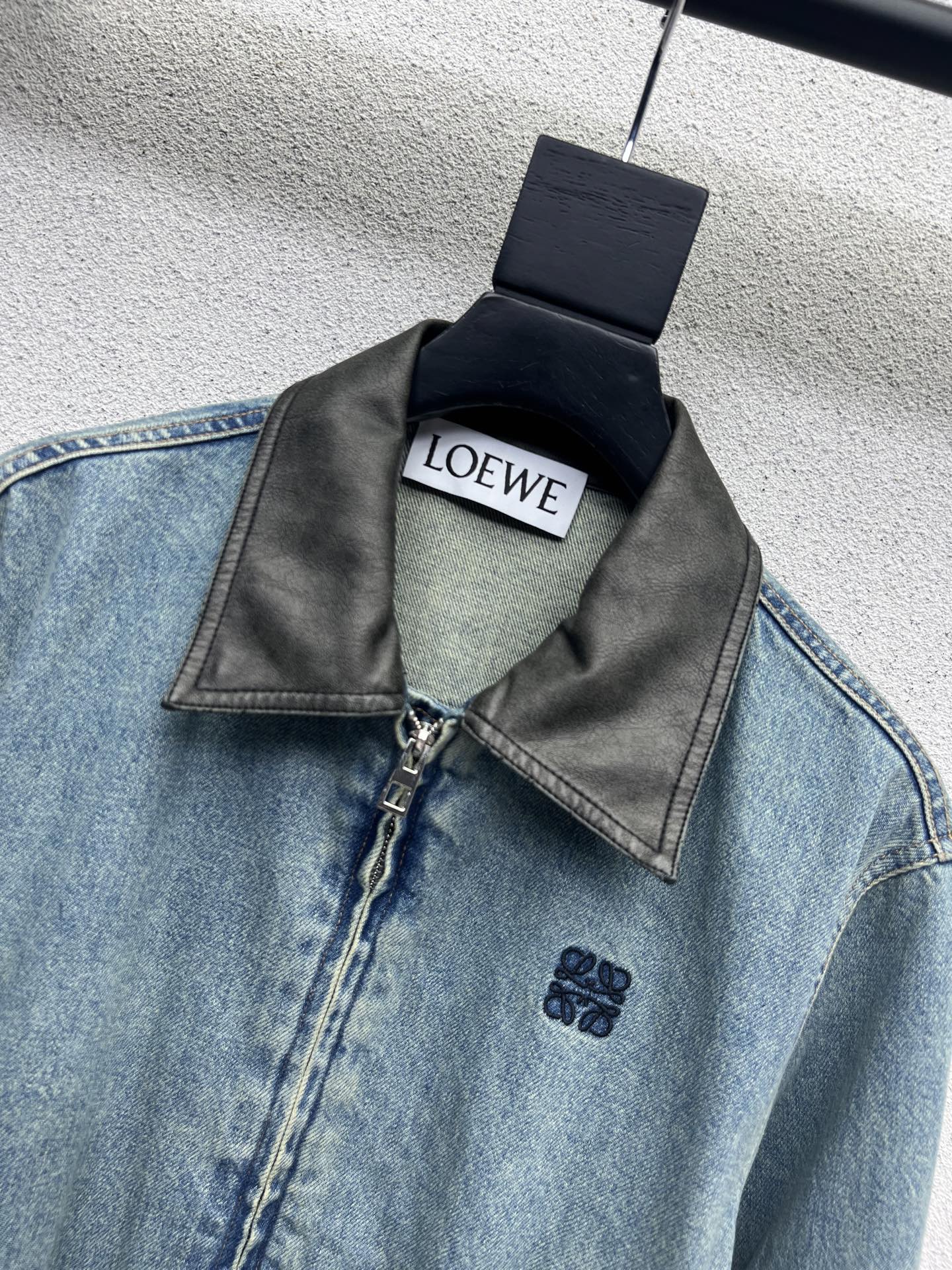 Loe 25fw leather collar jacket