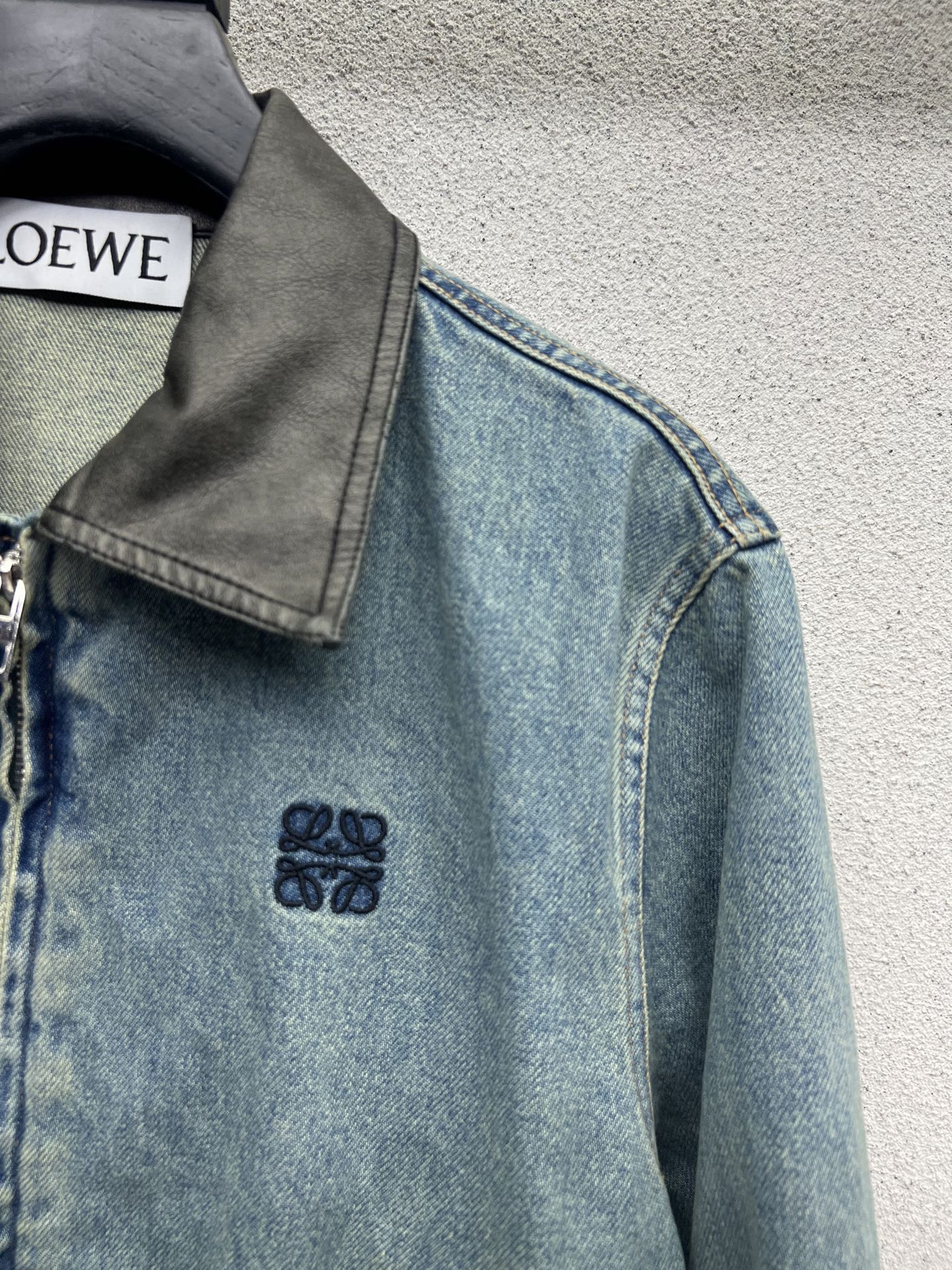 Loe 25fw leather collar jacket